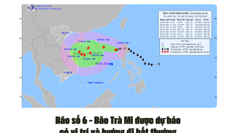 Bão số 6: Bão Trà Mi được dự báo có vị trí và hướng đi bất thường